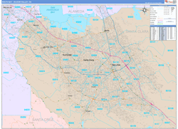 South Bay-Silicon Valley Metro Area Wall Map Color Cast Style 2025